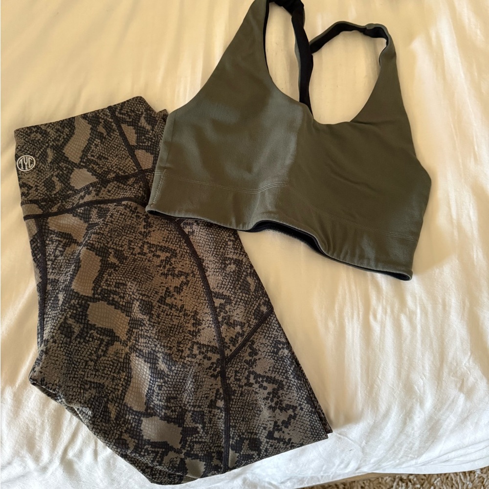 Til You Collapse Olive and Snake Print Leggings